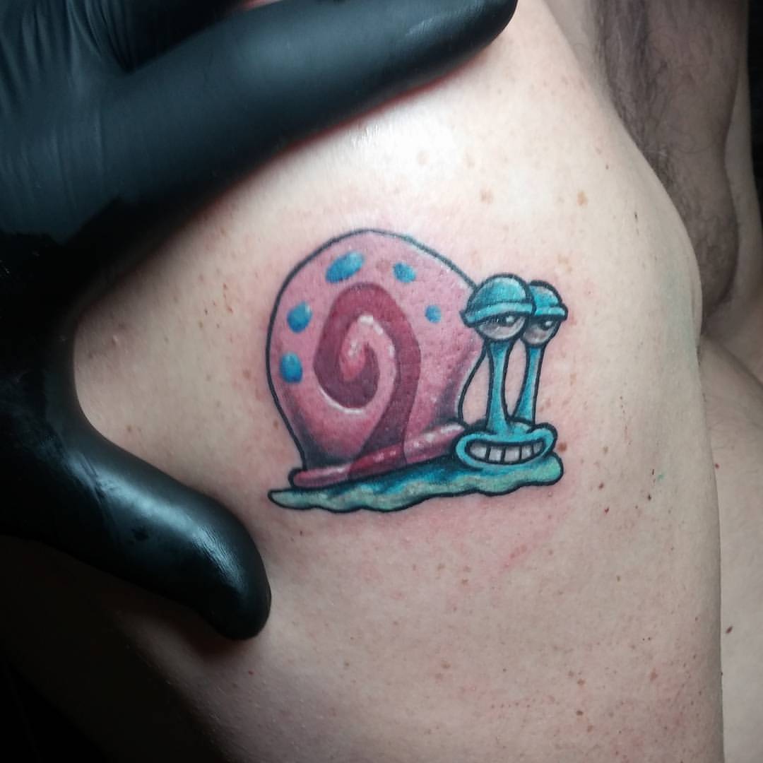 Nice Gary The Snail Of Spongebob Tattoo