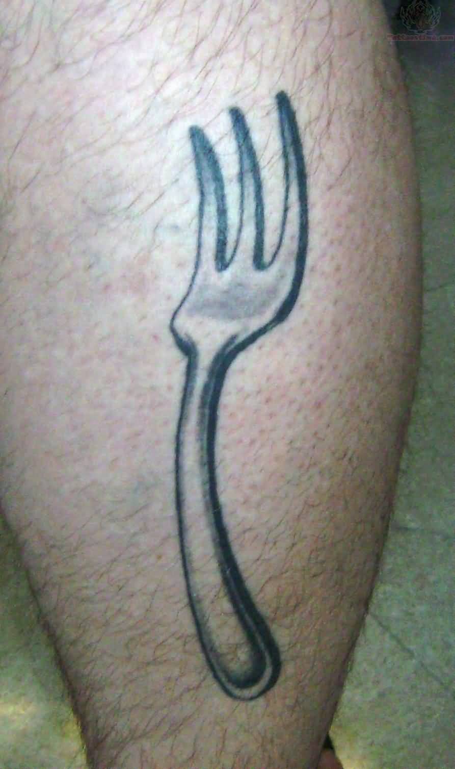 Nice Grey Ink Fork Tattoo