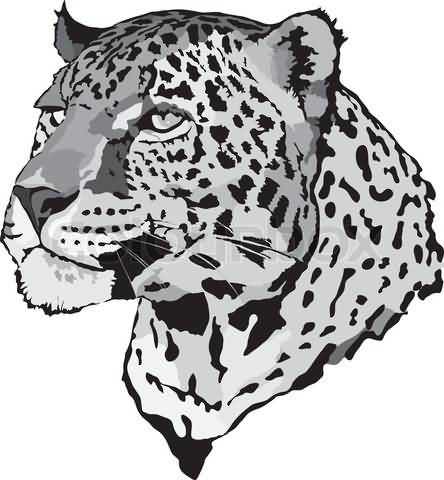 Nice Jaguar Head Black And White Tattoo Design