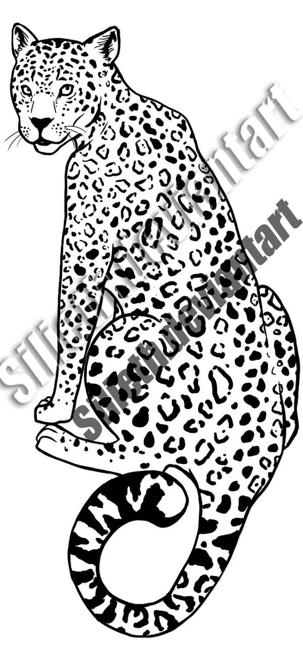 Nice Jaguar Looking Back Tattoo Design By Silieth