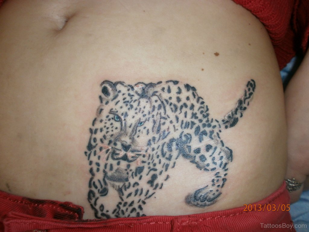 Nice Jaguar Walking Tattoo On Waist