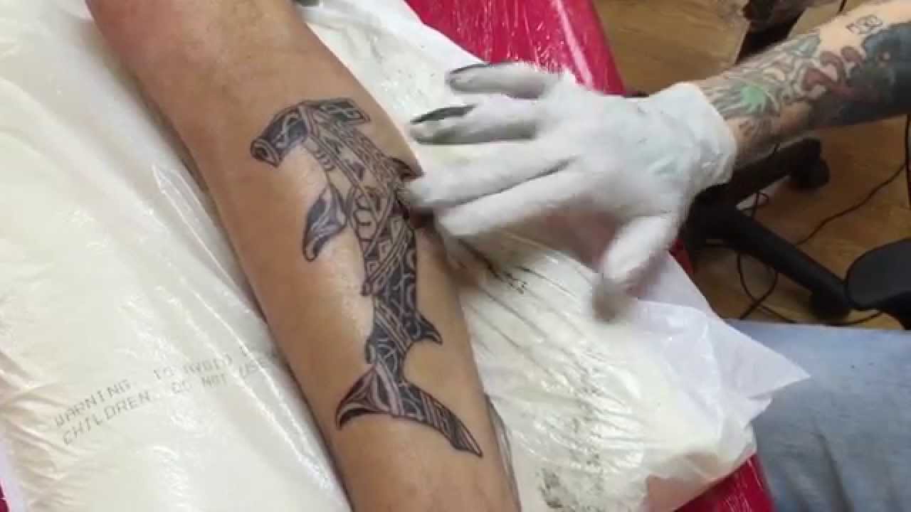 Nice Polynesian Tribal Hammerhead Shark Tattoo