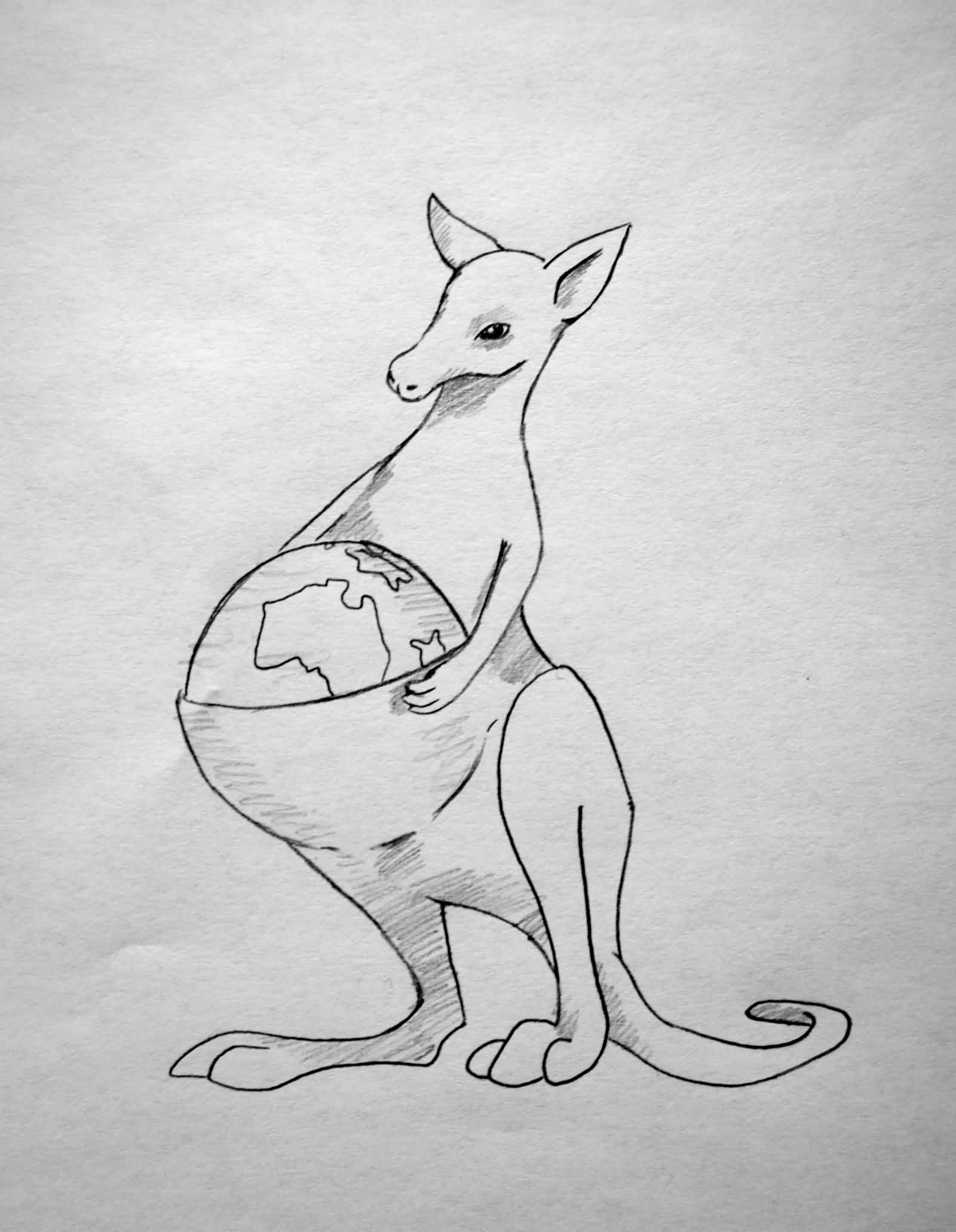 Nice Pregnant Kangaroo Tattoo Design By Pedobearq