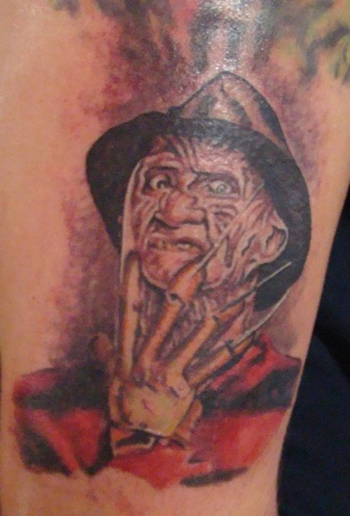 Nice Scary Freddy Krueger Color Tattoo