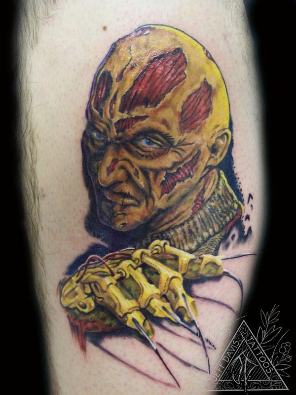 Nice Scary Freddy Krueger Without Cap Tattoo