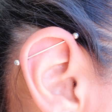 Nice Silver Barbell Industrial Piercing For Young Girls