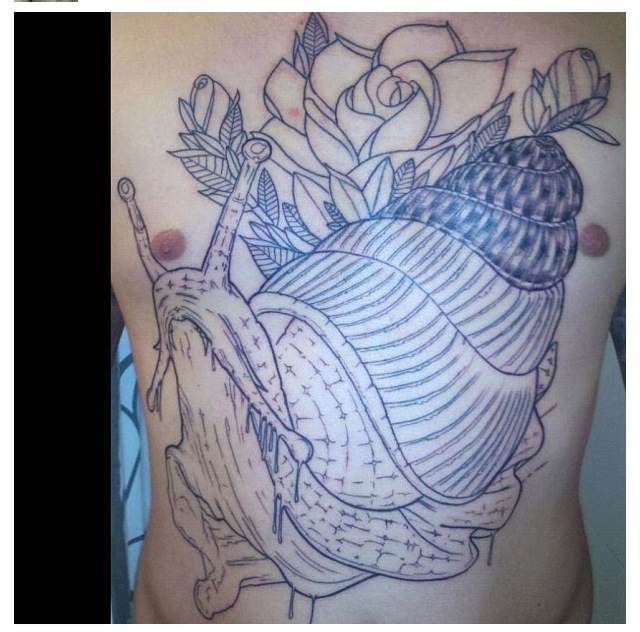 Nice Snail With Flowers Tattoo Design
