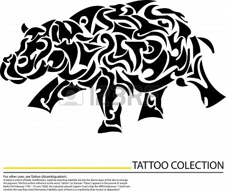 Nice Tribal Hippo Tattoo Design