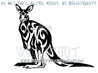 Nice Tribal Kangaroo Standing Tattoo Design By WildSpiritWolf