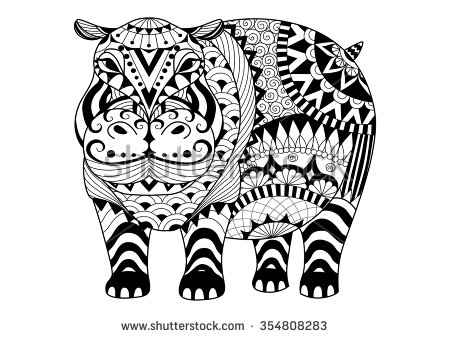 Nice Zentangle Hippo Tattoo Design