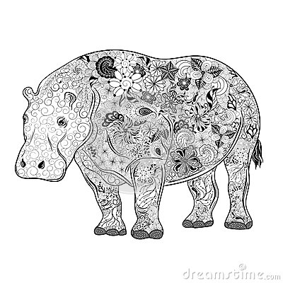 Nice Zentangle Hippo Tattoo Sample