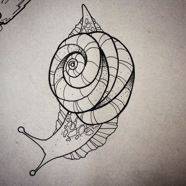 Nicely Designed Colorless Snail Tattoo Stencil