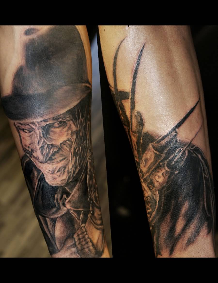Outstanding Grey Freddy Krueger Tattoo By Filthmg