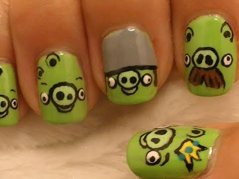 Pigs Of Angry Birds Nail Art