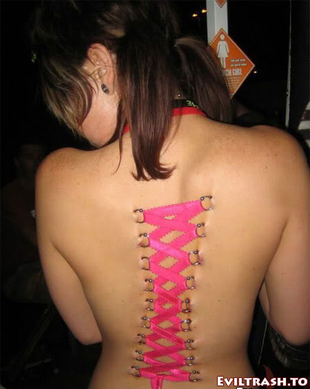 Pink Ribbons Corset Piercing For Girl Back