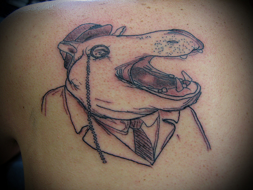 Professor Hippo Tattoo