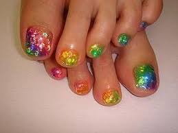 Rainbow Toe Nail Art Design Idea