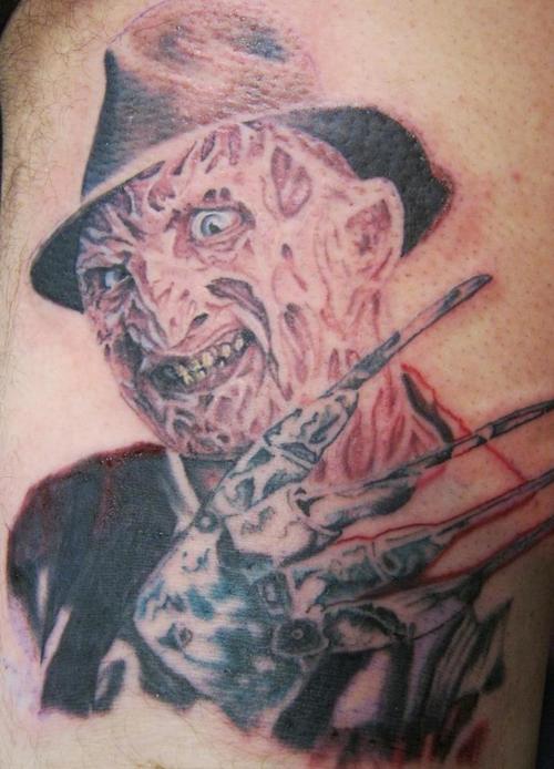 Realistic Color Smiling Freddy Krueger Tattoo By Doug Anderson