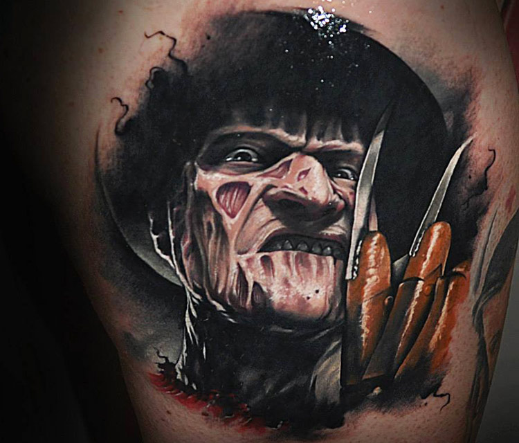 Realistic Freddy Krueger Portrait Tattoo By Benjamin Laukis