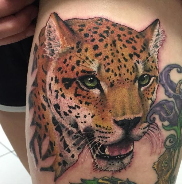 Realistic Jaguar Face Tattoo