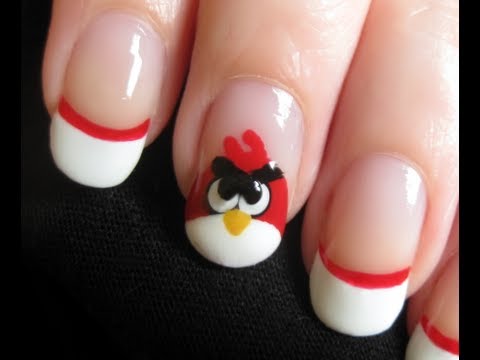 Red Angry Birds Nail Art