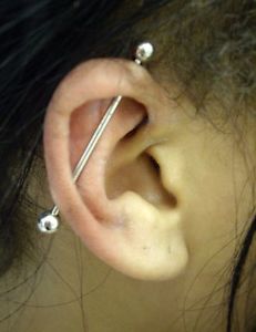 Silver Barbell Industrial Piercing For Girls