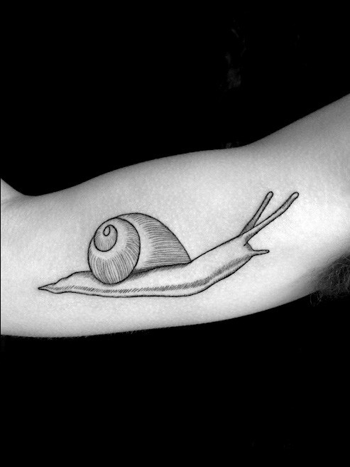 Simple Black And White Snail Tattoo