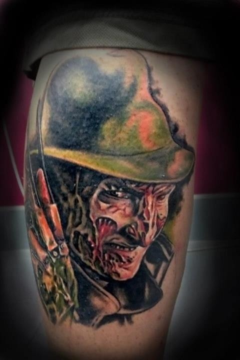 Simple Color Ink Freddy Krueger Tattoo