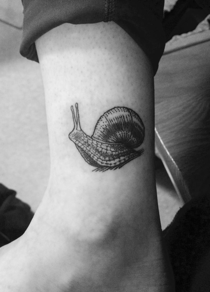 Simple Dotwork Snail Tattoo On Ankle By Johnny