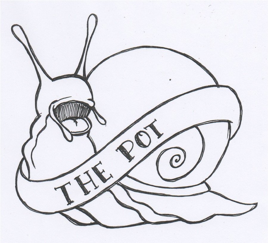 Simple Pot Banner On Snail Tattoo Design