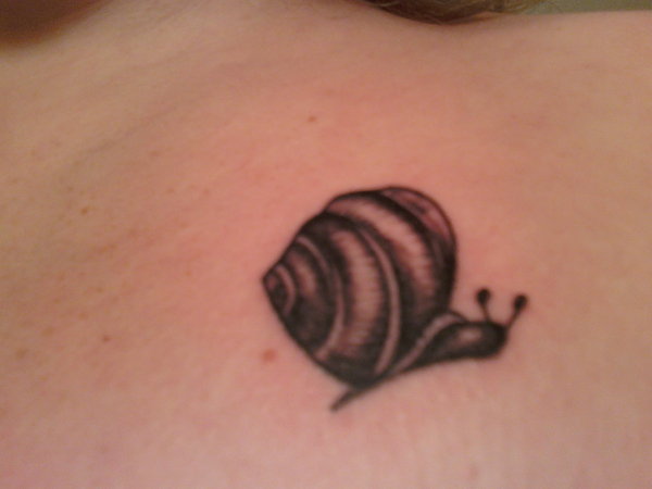 Simple Small Grey Snail Tattoo