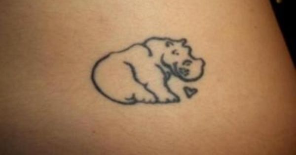 Small And Cute Grey Color Hippo Tattoo