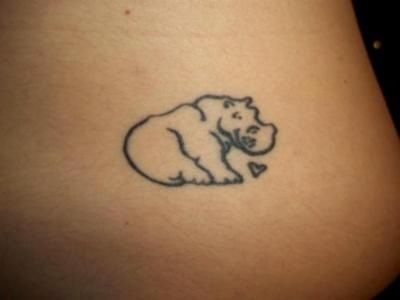 Small Cute Hippo Outline Tattoo