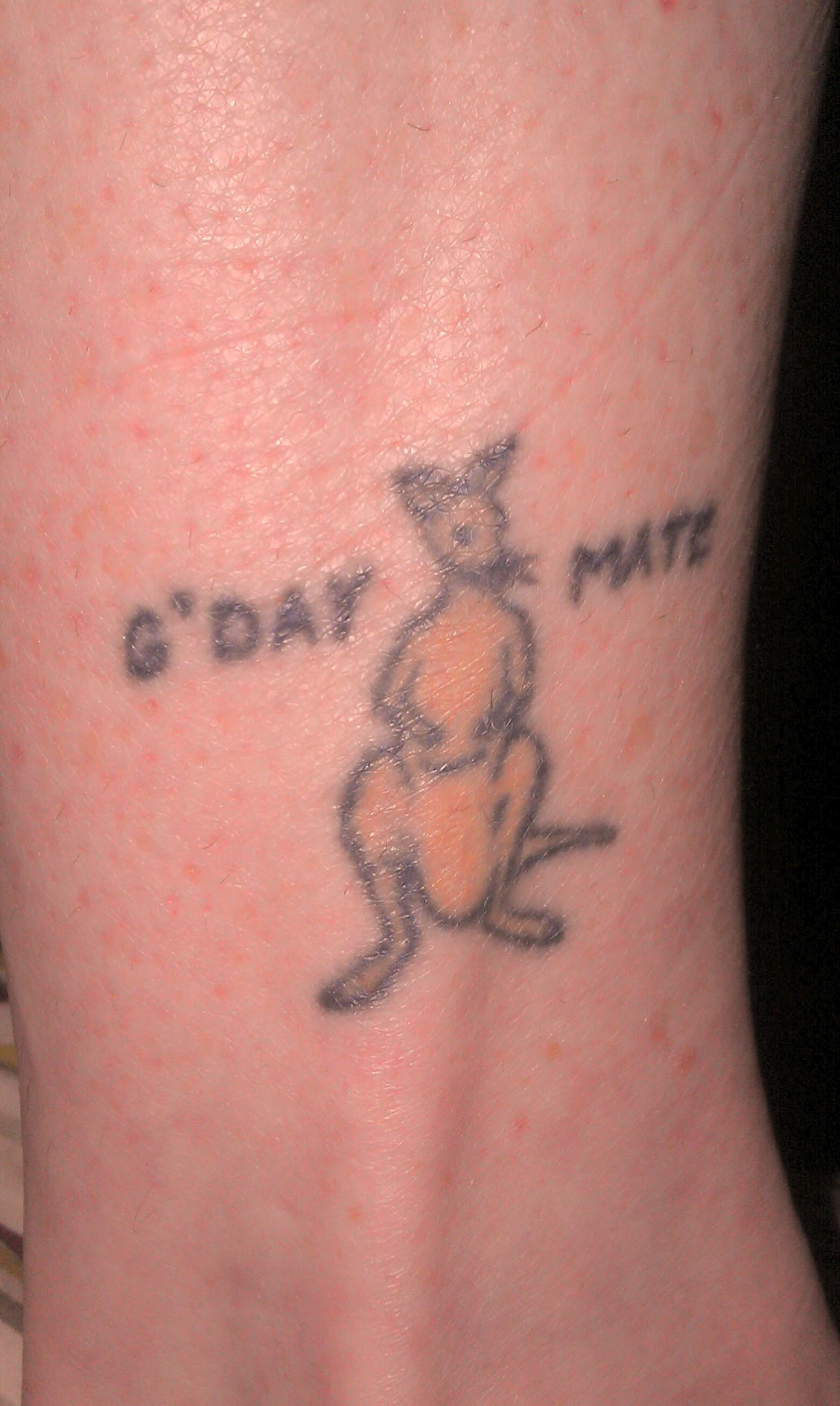 Small Cute Kangaroo With Lettering Traditional Tattoo