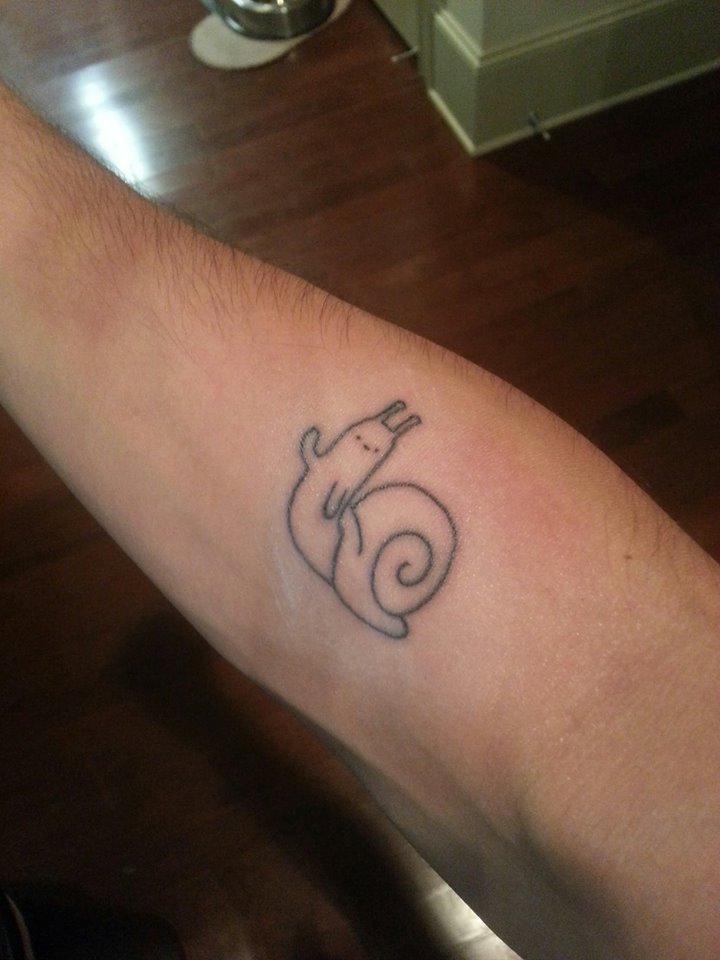 Small Cute Snail Tattoo On Forearm
