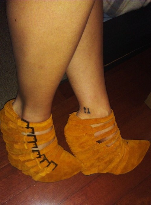 Smallest Fork And Knife Silhouette Tattoo On Ankle