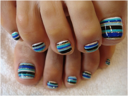 Stripes Design Toe Nail Art