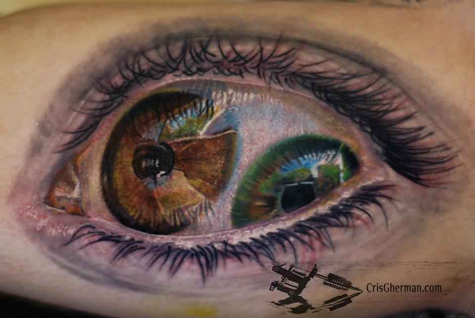 Superb 3D Evil Eye Tattoo