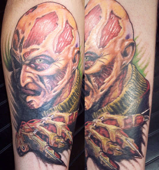 Superb Large Freddy Krueger Colored Tattoo