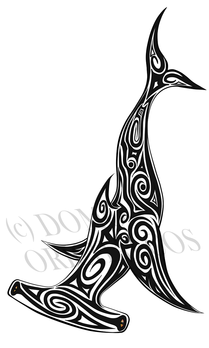 Superb Tribal Hammerhead Shark Tattoo Design By DomoOrichalcos