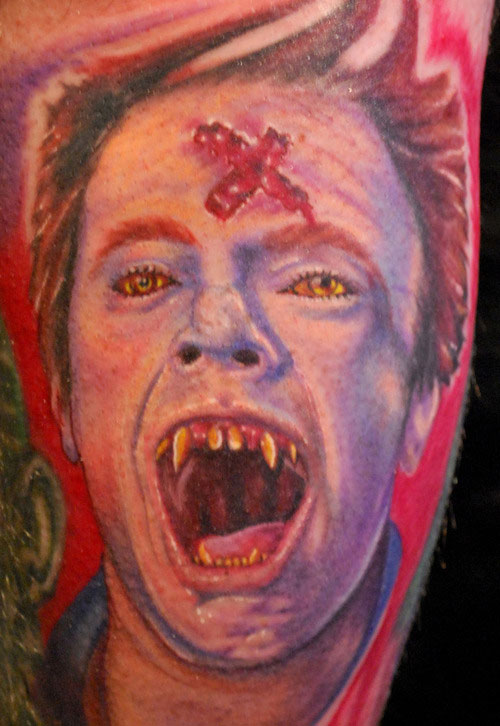 Terrific Evil Zombie Face Tattoo