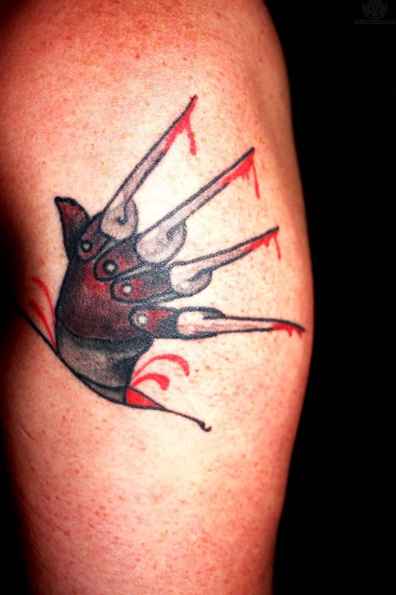 Traditional Freddy Krueger Glove With Blood Tattoo