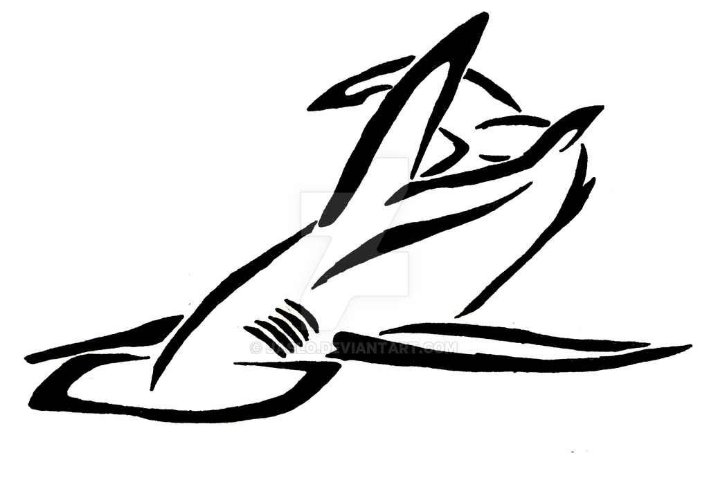 Tribal Hammerhead Shark Outline Tattoo Design By Jaslo