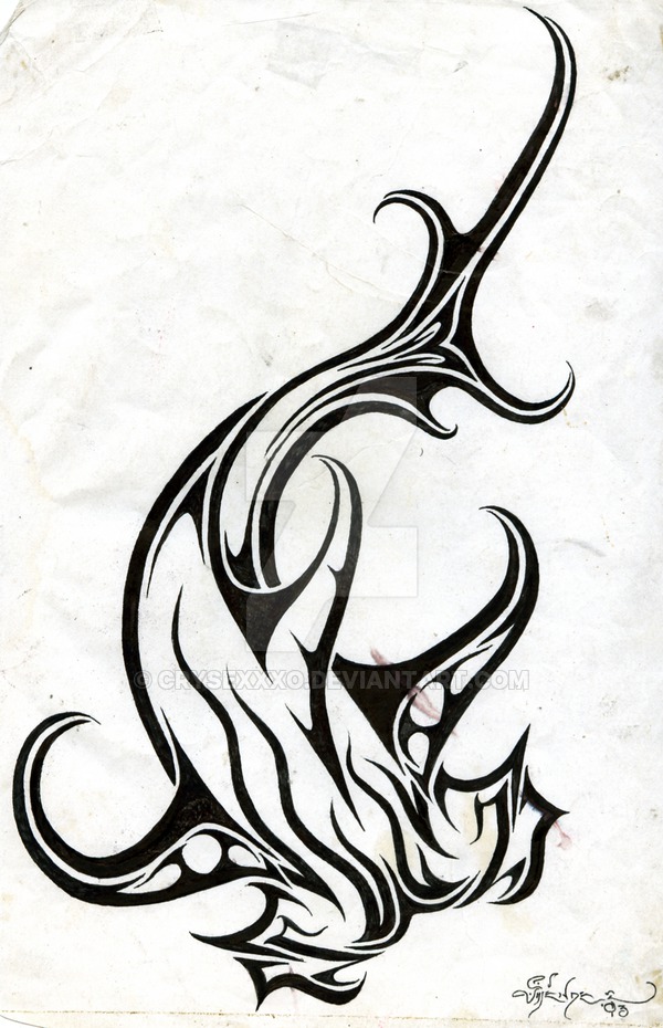Tribal Hammerhead shark Tattoo Stencil By Crysexxxo