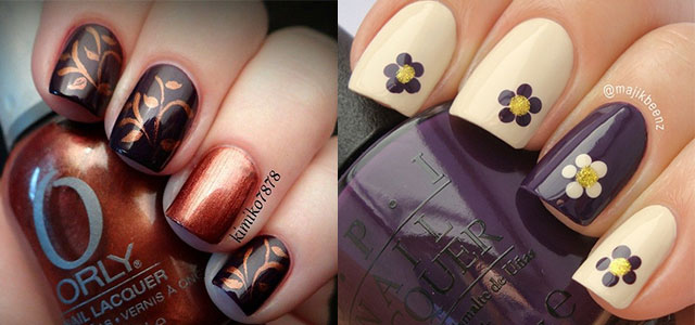 Two Beautiful Autumn Nail Art Designs