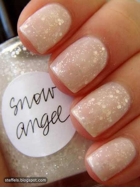White Sparkle Snow Angel Winter Nail Art