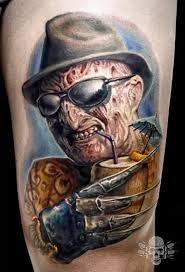 Wonderful 3D Freddy Krueger Drinking Portrait Tattoo