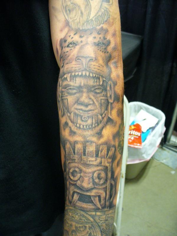 Wonderful Aztec Jaguar Tattoo On Arm Sleeve
