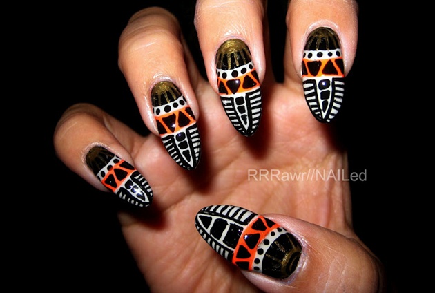 African Tribal Nail Art Design