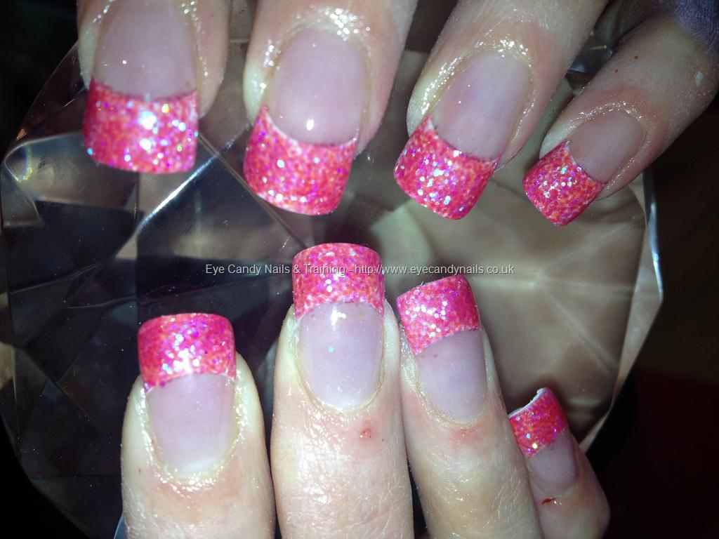 Amazing Pink Glitter French Tip Nail Design